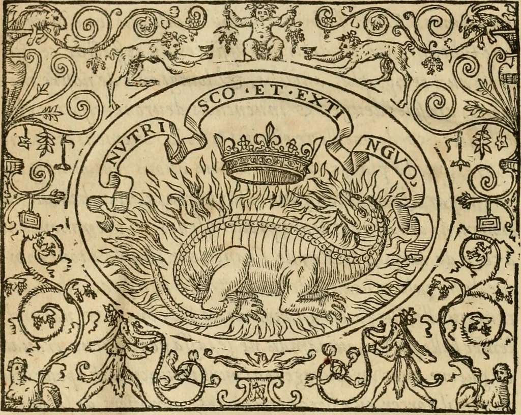 An illustration from Dialogue des devises d'armes et d'amovrs du S. Pavlo Iovio : avec un discours M. Loys Dominique sur le mesme subiet, 1561, leaf 27
