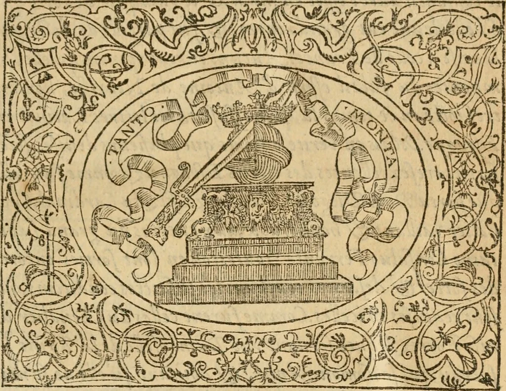 An illustration from Dialogue des devises d'armes et d'amovrs du S. Pavlo Iovio : avec un discours M. Loys Dominique sur le mesme subiet, 1561, leaf 30