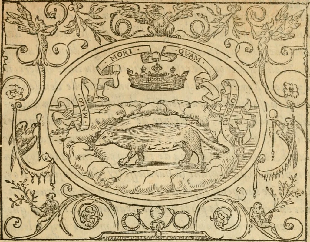 An illustration from Dialogue des devises d'armes et d'amovrs du S. Pavlo Iovio : avec un discours M. Loys Dominique sur le mesme subiet, 1561, leaf 34