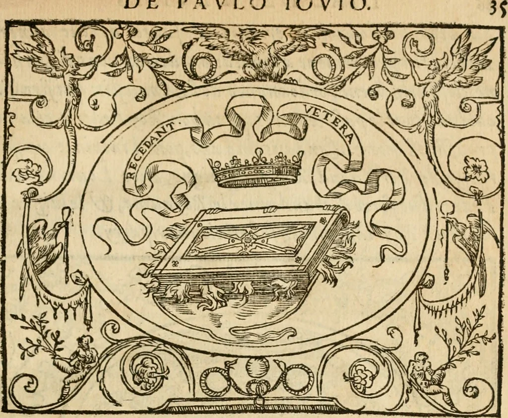 An illustration from Dialogue des devises d'armes et d'amovrs du S. Pavlo Iovio : avec un discours M. Loys Dominique sur le mesme subiet, 1561, leaf 38