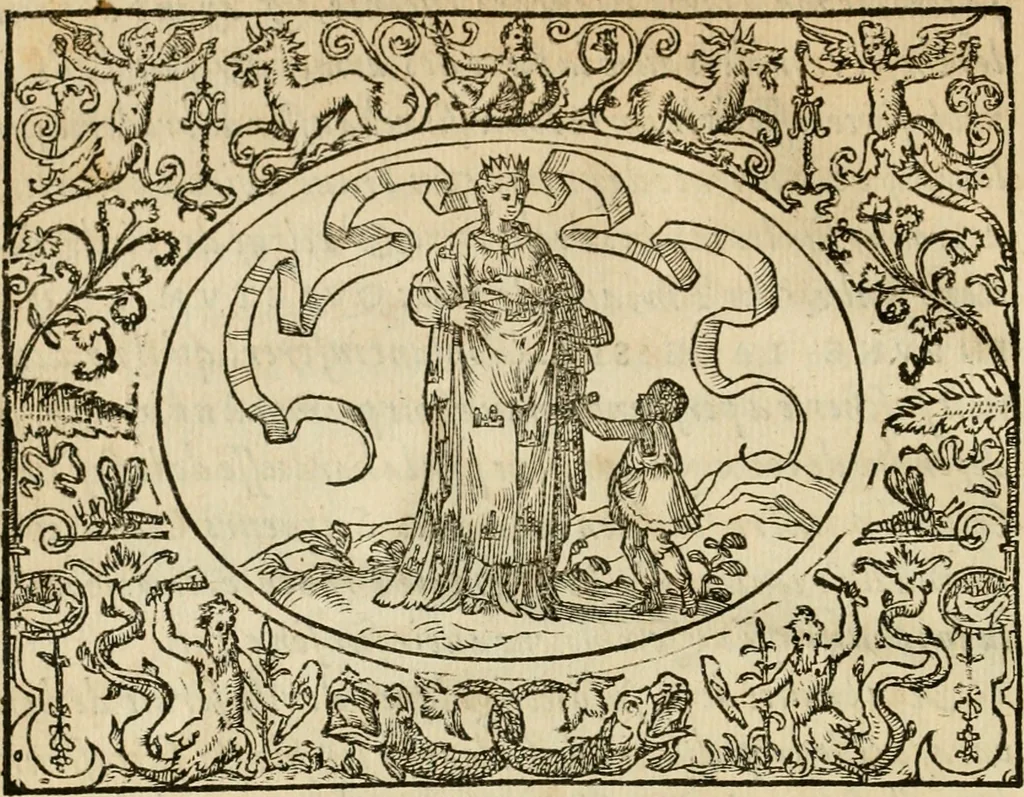 An illustration from Dialogue des devises d'armes et d'amovrs du S. Pavlo Iovio : avec un discours M. Loys Dominique sur le mesme subiet, 1561, leaf 41