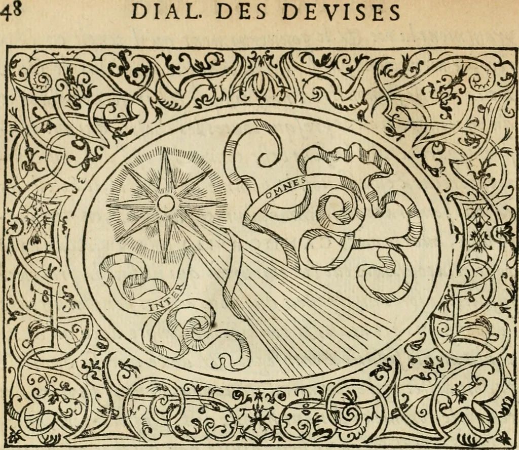 An illustration from Dialogue des devises d'armes et d'amovrs du S. Pavlo Iovio : avec un discours M. Loys Dominique sur le mesme subiet, 1561, leaf 51