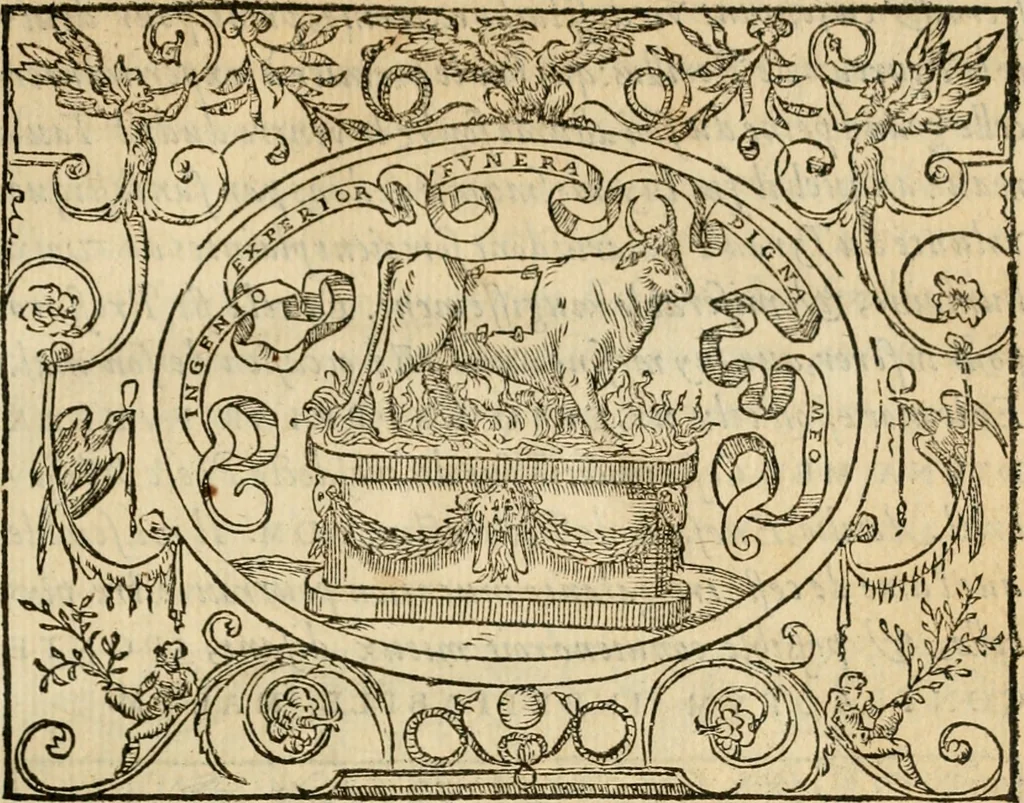 An illustration from Dialogue des devises d'armes et d'amovrs du S. Pavlo Iovio : avec un discours M. Loys Dominique sur le mesme subiet, 1561, leaf 62
