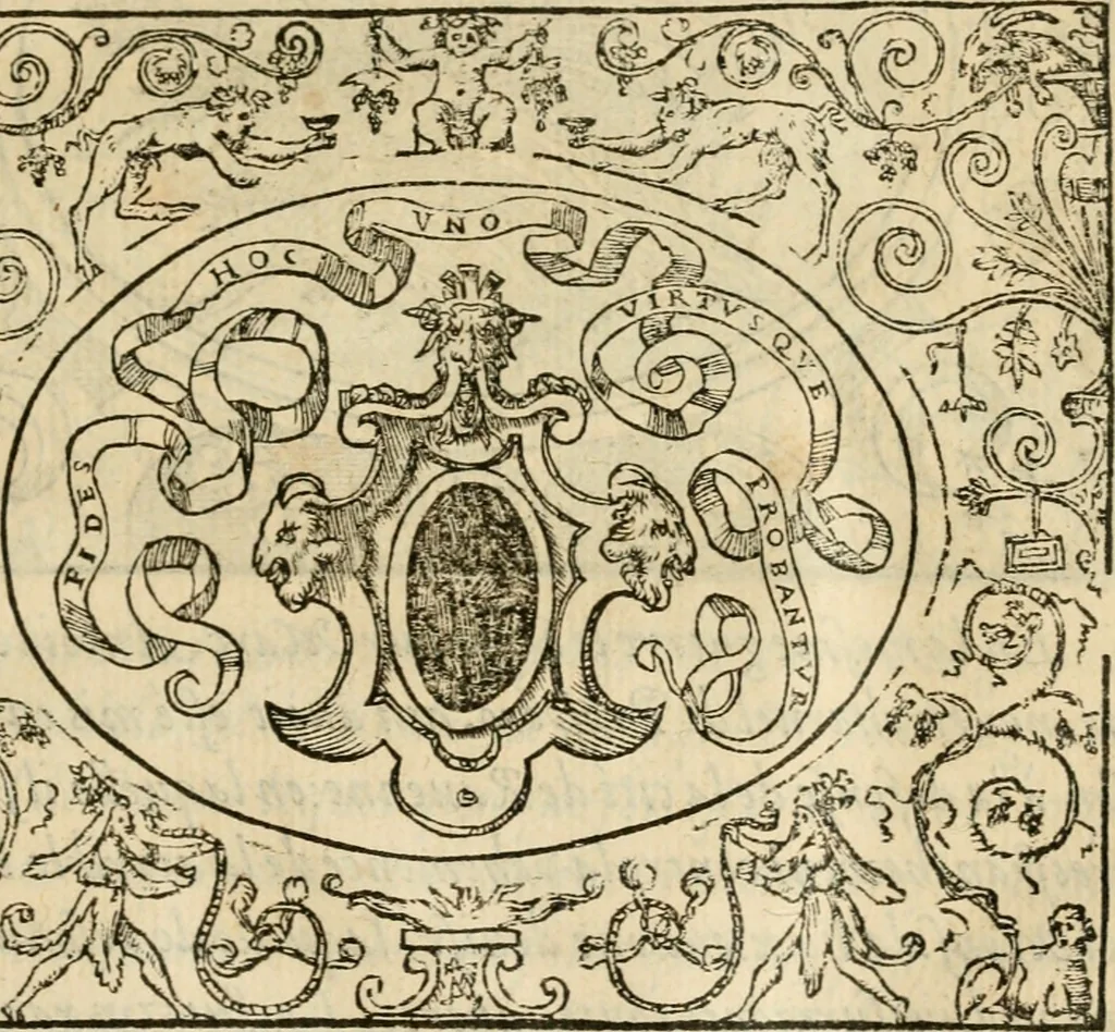 An illustration from Dialogue des devises d'armes et d'amovrs du S. Pavlo Iovio : avec un discours M. Loys Dominique sur le mesme subiet, 1561, leaf 64