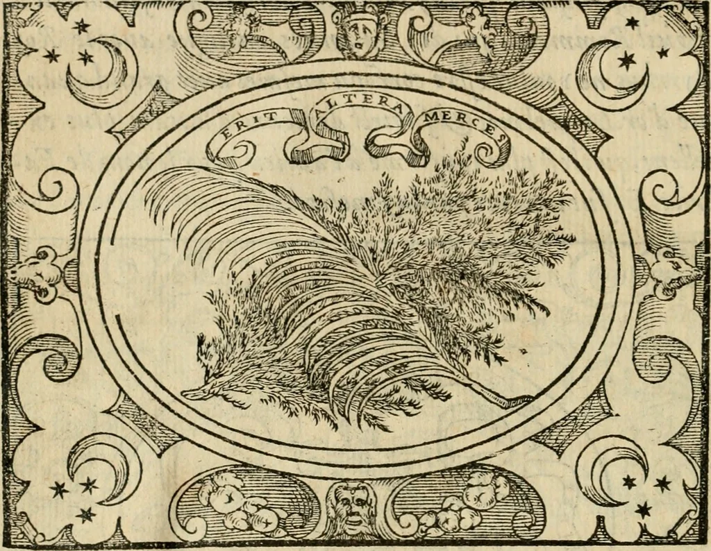An illustration from Dialogue des devises d'armes et d'amovrs du S. Pavlo Iovio : avec un discours M. Loys Dominique sur le mesme subiet, 1561, leaf 65