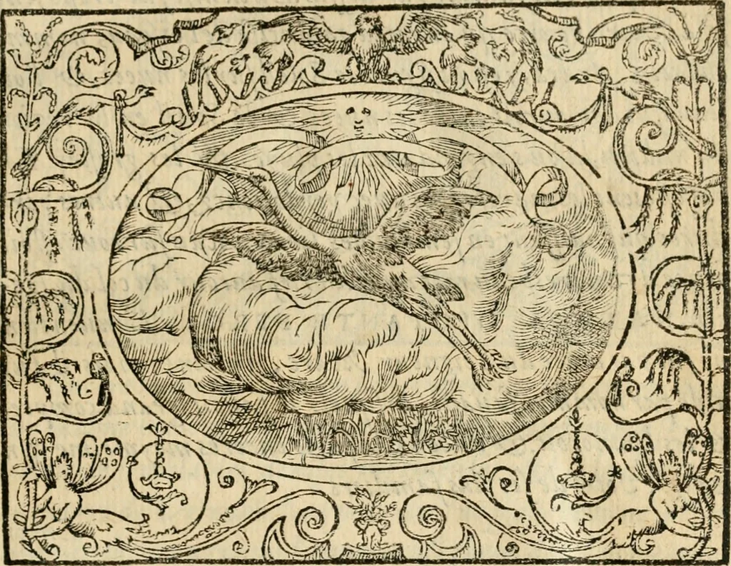 An illustration from Dialogue des devises d'armes et d'amovrs du S. Pavlo Iovio : avec un discours M. Loys Dominique sur le mesme subiet, 1561, leaf 66