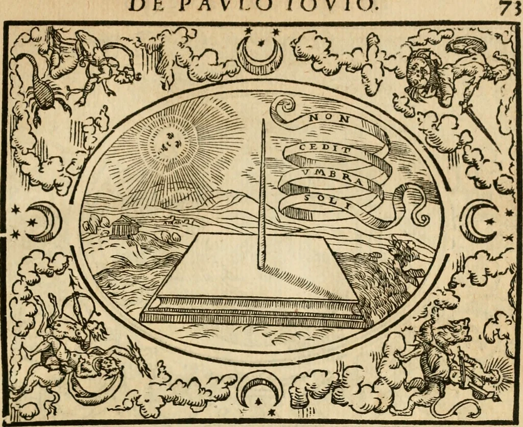 An illustration from Dialogue des devises d'armes et d'amovrs du S. Pavlo Iovio : avec un discours M. Loys Dominique sur le mesme subiet, 1561, leaf 76