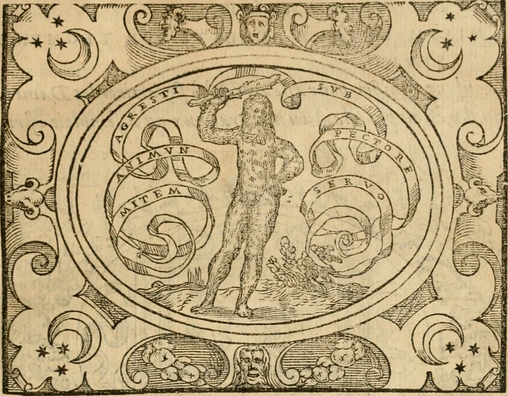 An illustration from Dialogue des devises d'armes et d'amovrs du S. Pavlo Iovio : avec un discours M. Loys Dominique sur le mesme subiet, 1561, leaf 98