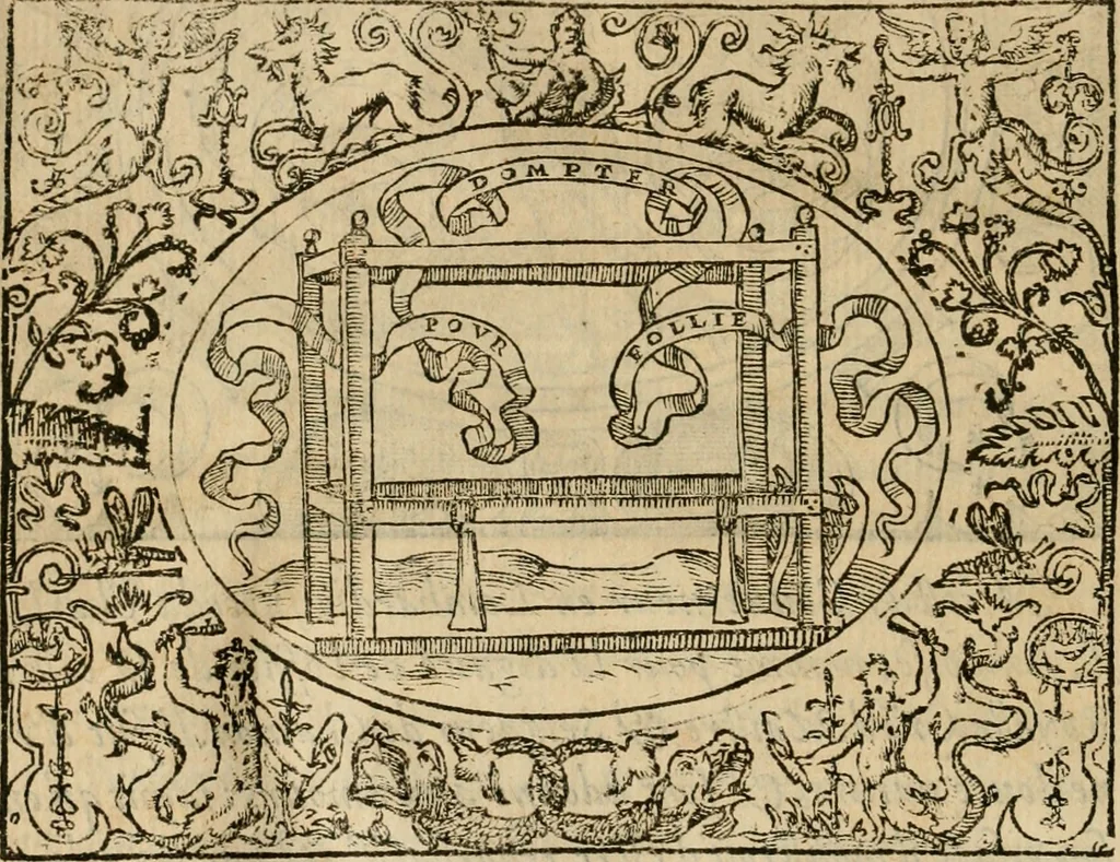 An illustration from Dialogue des devises d'armes et d'amovrs du S. Pavlo Iovio : avec un discours M. Loys Dominique sur le mesme subiet, 1561, leaf 99