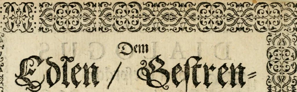 An illustration from Dialogus, oder Gespräch, darinnen führnemlich beschrieben vnnd abgebildet wird, die konigliche EhrenPorta, welche dem durchlauchtigsten, grossmächtigsten Fürsten vnd Herrn, Herrn Matthia dem Andern zu Hungern vnd Böheimben, Dalmatien, Croatien [et]c. Könige ... zu besondern königlichen Ehren anno 1611. den 18. September zu Bresslaw auffgerichtet worden, 1611, leaf 5