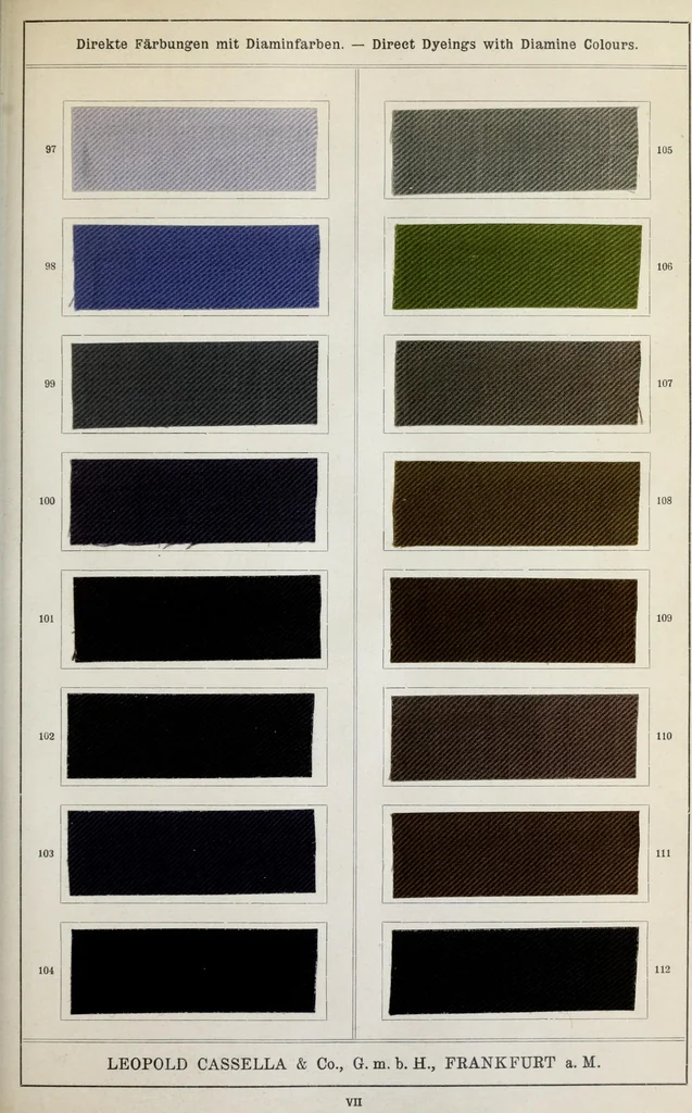 An illustration from Diamin- und Diaminechtfarben auf Baumwoll-Stückware = Diamine and Diamine fast colours on cotton piece-goods, 1900, leaf 35