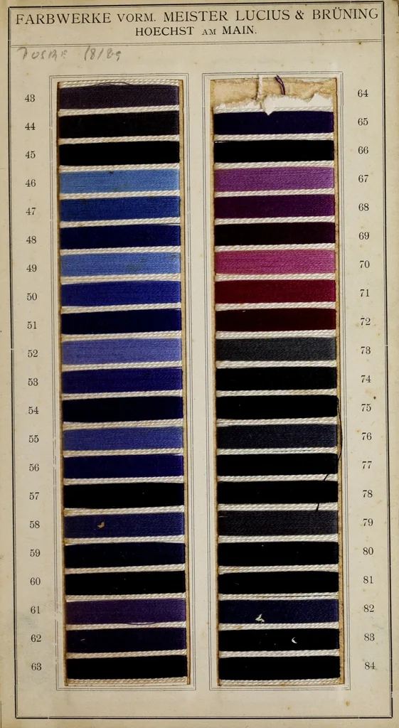 An illustration from Dianilfarben auf mercerisirtem Baumwollgarn = Couleurs dianile sur fils de coton mercerisé = Dianil colours on mercerized cotton yarn, 1900, leaf 5