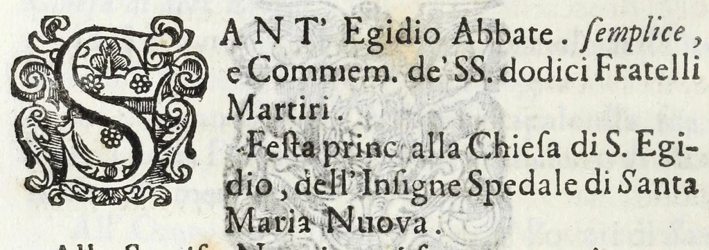 An illustration from Diario sacro e guida perpetua per visitare le chiese della città di Firenze, e suoi sobborghi in tutt' i giorni dell' anno, e per sapere le feste, che vi si celebrano, l' indulgenze perpetue che vi s' accquistano, e gl' esercizj di devozione, e pietà che vi si fanno : con una notizia de' corpi, e reliquie di santi, che in esse chiese si conservano, ed un catalogo de SS. e BB. che in essa città fiorirono, ed altre particolarità, 1700, leaf 190