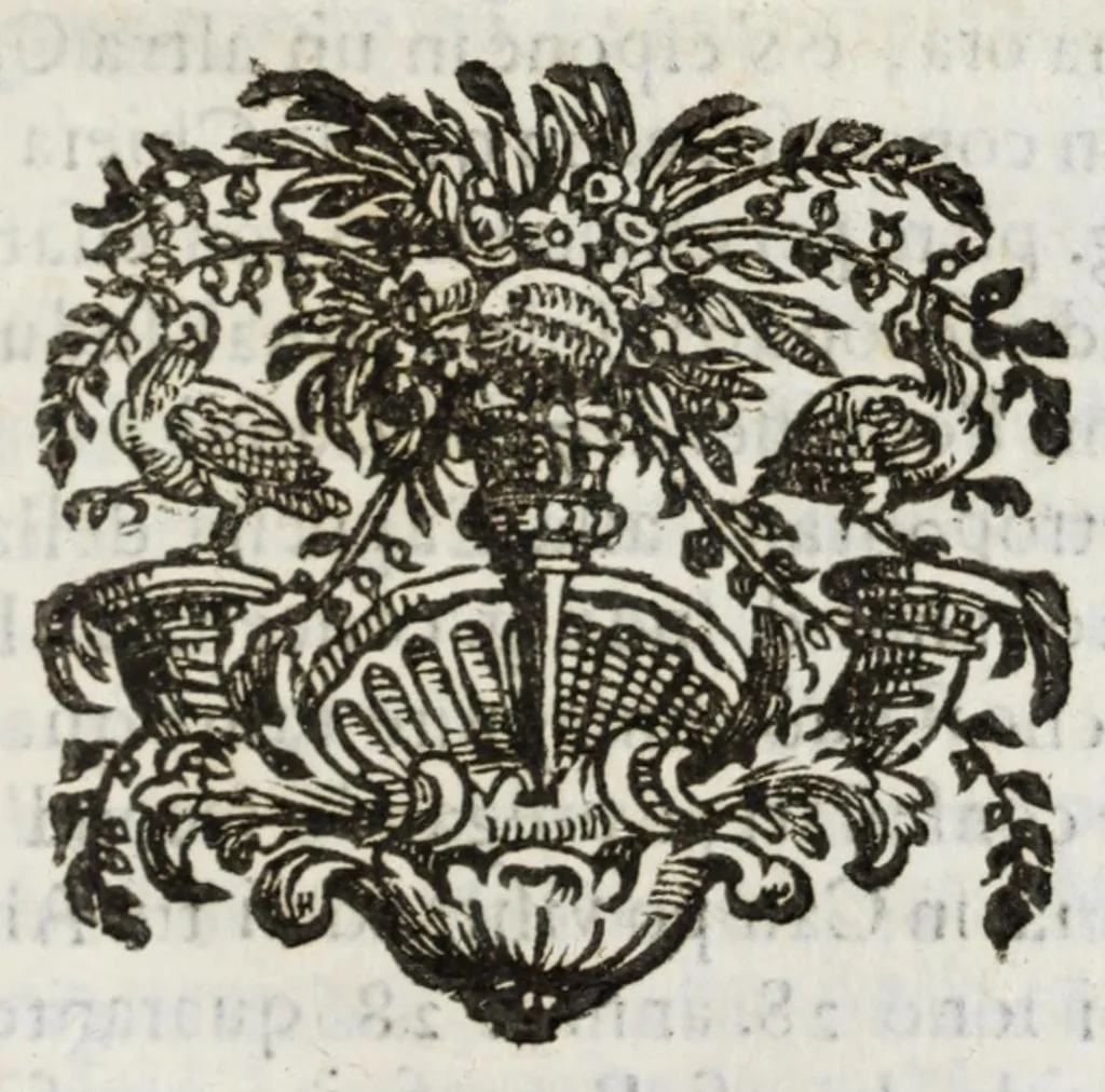 An illustration from Diario sacro e guida perpetua per visitare le chiese della città di Firenze, e suoi sobborghi in tutt' i giorni dell' anno, e per sapere le feste, che vi si celebrano, l' indulgenze perpetue che vi s' accquistano, e gl' esercizj di devozione, e pietà che vi si fanno : con una notizia de' corpi, e reliquie di santi, che in esse chiese si conservano, ed un catalogo de SS. e BB. che in essa città fiorirono, ed altre particolarità, 1700, leaf 375