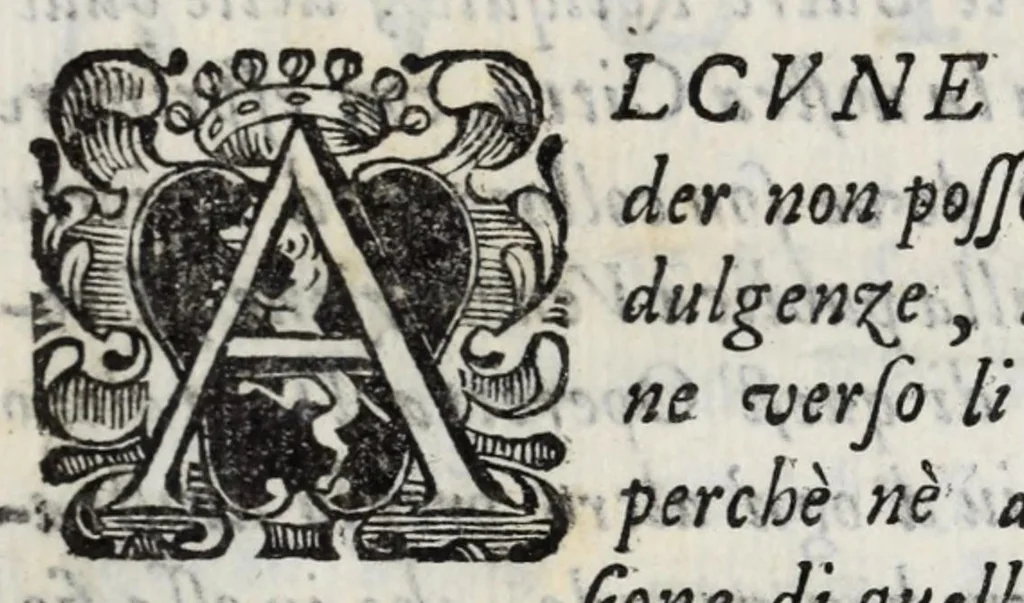 An illustration from Diario sacro e guida perpetua per visitare le chiese della città di Firenze, e suoi sobborghi in tutt' i giorni dell' anno, e per sapere le feste, che vi si celebrano, l' indulgenze perpetue che vi s' accquistano, e gl' esercizj di devozione, e pietà che vi si fanno : con una notizia de' corpi, e reliquie di santi, che in esse chiese si conservano, ed un catalogo de SS. e BB. che in essa città fiorirono, ed altre particolarità, 1700, leaf 9