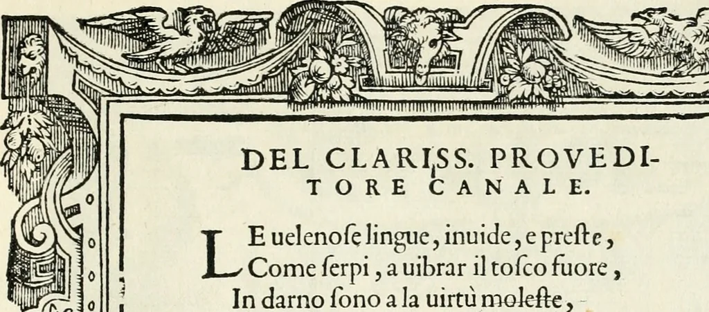 An illustration from Di Battista Pittoni pittore vicentino Imprese di diversi prencipi, dvchi, signori, e d'altri personaggi et hvomini letterati et illvstri : con alcune stanze del Dolce che dichiarano i motti di esse imprese, 1562, leaf 112