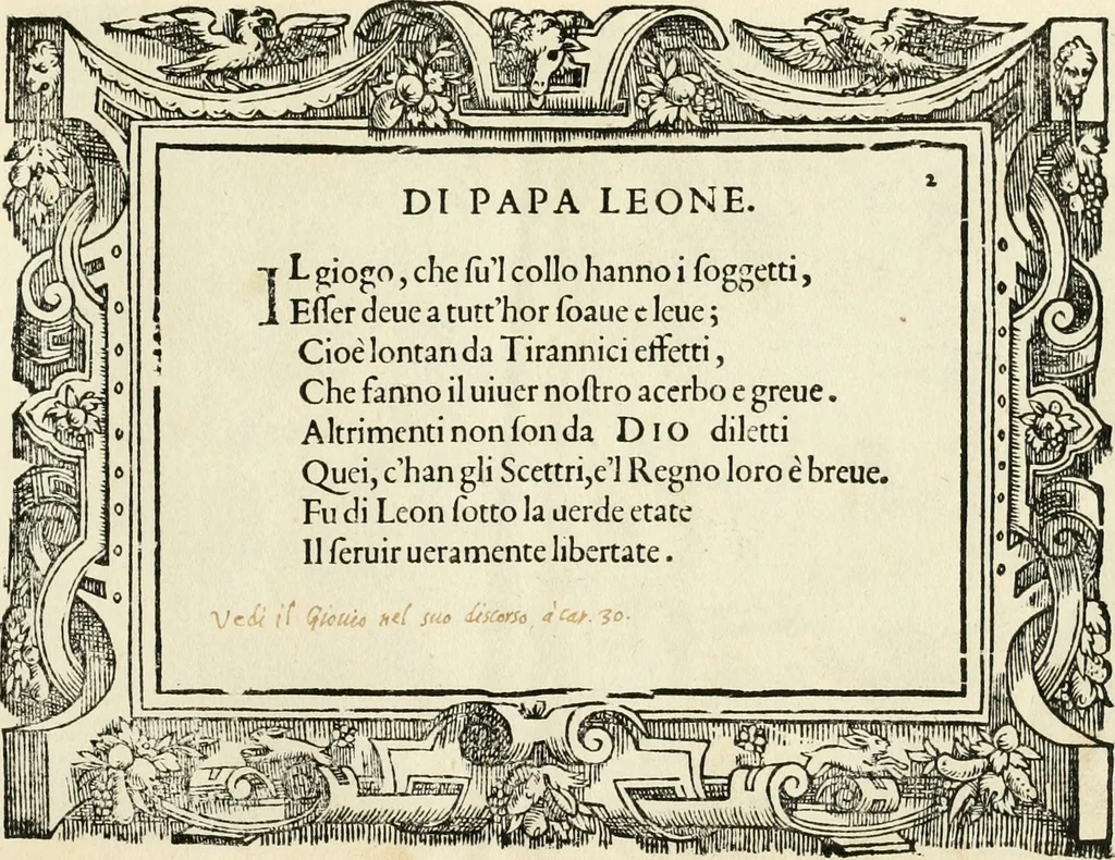 An illustration from Di Battista Pittoni pittore vicentino Imprese di diversi prencipi, dvchi, signori, e d'altri personaggi et hvomini letterati et illvstri : con alcune stanze del Dolce che dichiarano i motti di esse imprese, 1562, leaf 12