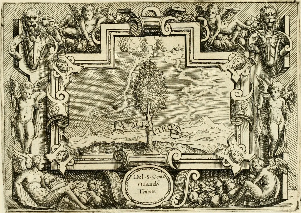 An illustration from Di Battista Pittoni pittore vicentino Imprese di diversi prencipi, dvchi, signori, e d'altri personaggi et hvomini letterati et illvstri : con alcune stanze del Dolce che dichiarano i motti di esse imprese, 1562, leaf 122