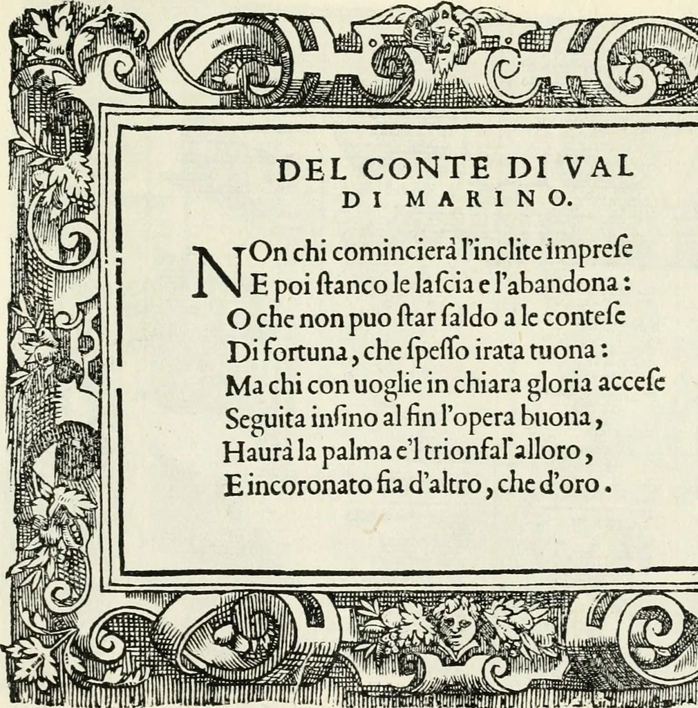 An illustration from Di Battista Pittoni pittore vicentino Imprese di diversi prencipi, dvchi, signori, e d'altri personaggi et hvomini letterati et illvstri : con alcune stanze del Dolce che dichiarano i motti di esse imprese, 1562, leaf 128