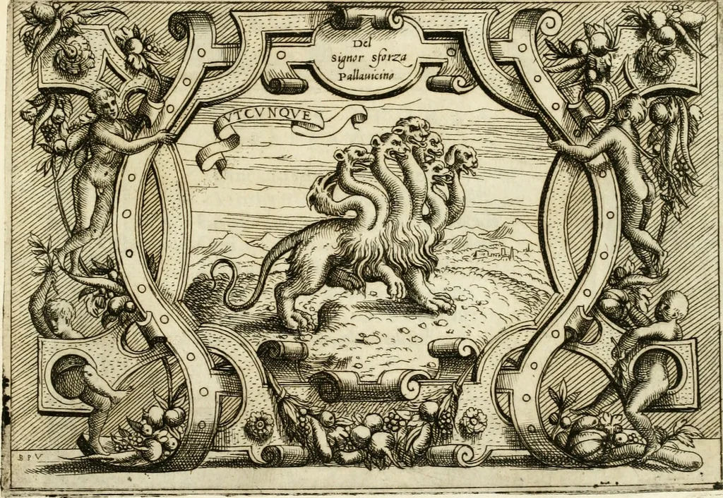 An illustration from Di Battista Pittoni pittore vicentino Imprese di diversi prencipi, dvchi, signori, e d'altri personaggi et hvomini letterati et illvstri : con alcune stanze del Dolce che dichiarano i motti di esse imprese, 1562, leaf 138