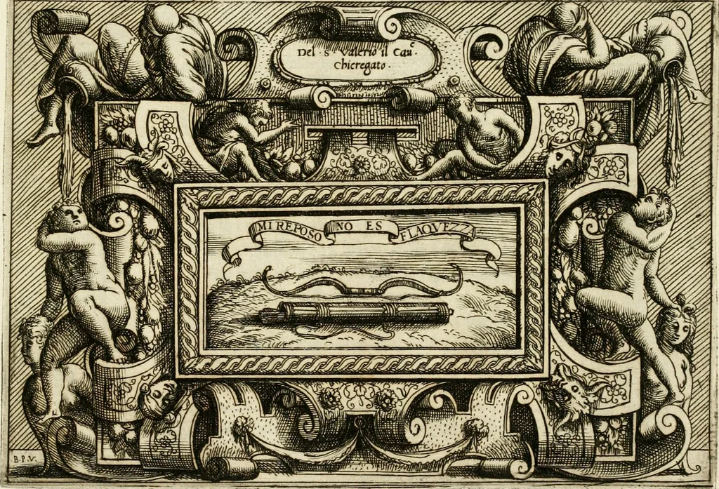 An illustration from Di Battista Pittoni pittore vicentino Imprese di diversi prencipi, dvchi, signori, e d'altri personaggi et hvomini letterati et illvstri : con alcune stanze del Dolce che dichiarano i motti di esse imprese, 1562, leaf 142