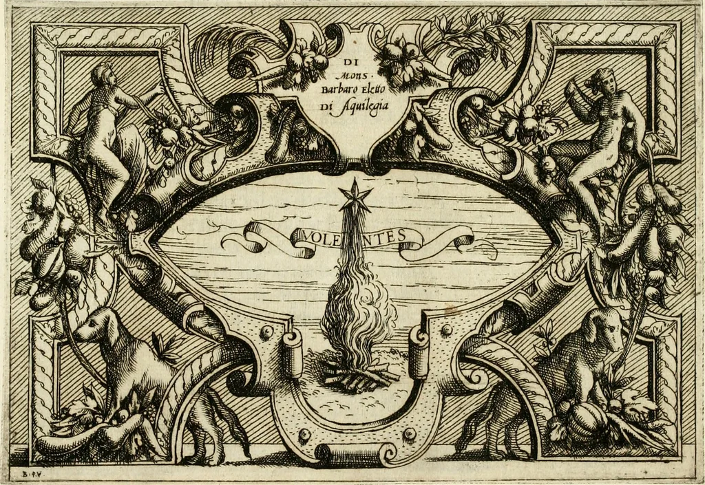An illustration from Di Battista Pittoni pittore vicentino Imprese di diversi prencipi, dvchi, signori, e d'altri personaggi et hvomini letterati et illvstri : con alcune stanze del Dolce che dichiarano i motti di esse imprese, 1562, leaf 150