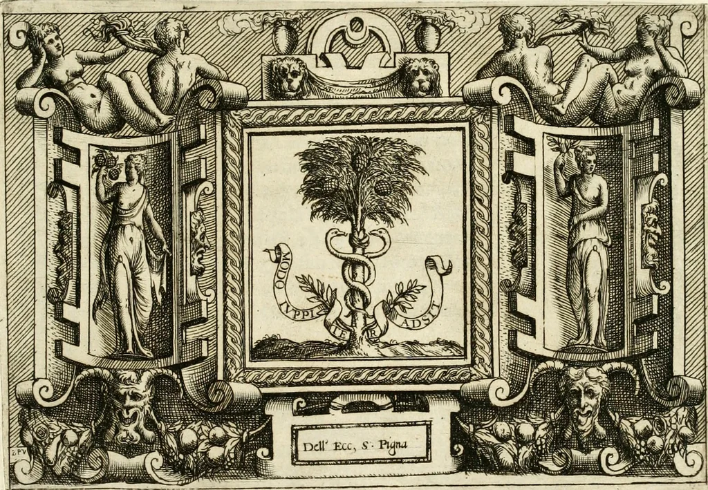 An illustration from Di Battista Pittoni pittore vicentino Imprese di diversi prencipi, dvchi, signori, e d'altri personaggi et hvomini letterati et illvstri : con alcune stanze del Dolce che dichiarano i motti di esse imprese, 1562, leaf 158