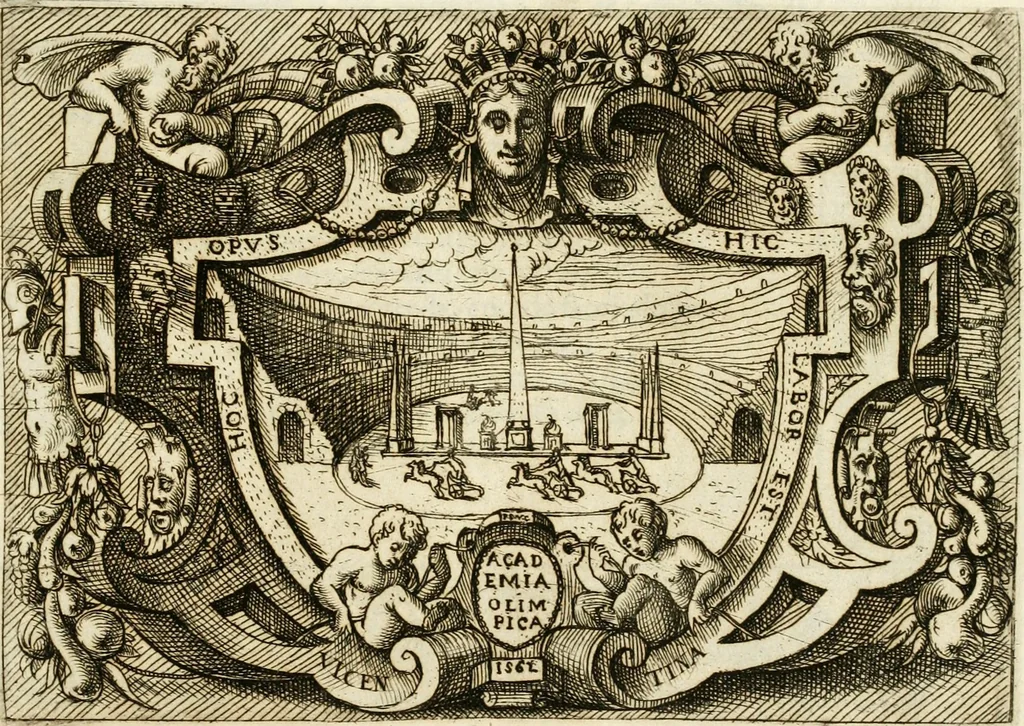 An illustration from Di Battista Pittoni pittore vicentino Imprese di diversi prencipi, dvchi, signori, e d'altri personaggi et hvomini letterati et illvstri : con alcune stanze del Dolce che dichiarano i motti di esse imprese, 1562, leaf 166
