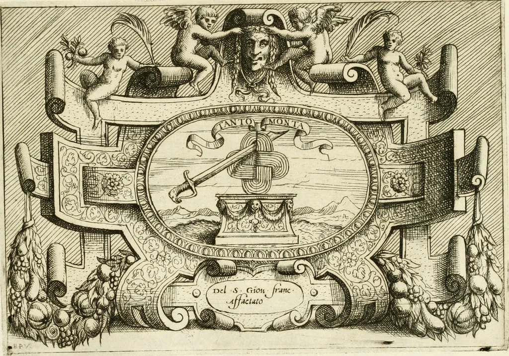 An illustration from Di Battista Pittoni pittore vicentino Imprese di diversi prencipi, dvchi, signori, e d'altri personaggi et hvomini letterati et illvstri : con alcune stanze del Dolce che dichiarano i motti di esse imprese, 1562, leaf 170
