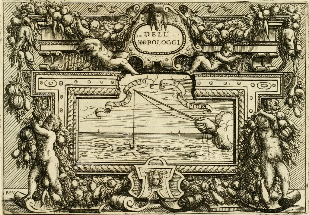 An illustration from Di Battista Pittoni pittore vicentino Imprese di diversi prencipi, dvchi, signori, e d'altri personaggi et hvomini letterati et illvstri : con alcune stanze del Dolce che dichiarano i motti di esse imprese, 1562, leaf 194