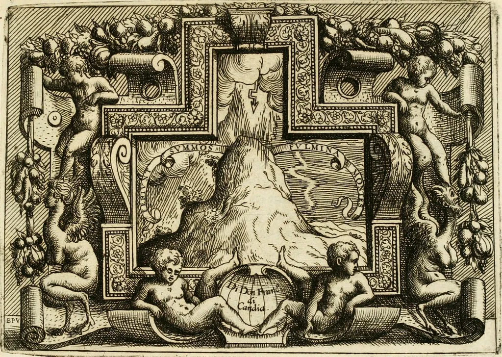 An illustration from Di Battista Pittoni pittore vicentino Imprese di diversi prencipi, dvchi, signori, e d'altri personaggi et hvomini letterati et illvstri : con alcune stanze del Dolce che dichiarano i motti di esse imprese, 1562, leaf 202
