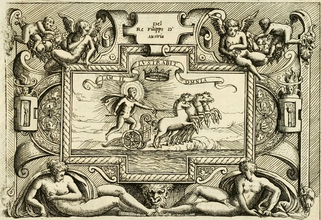 An illustration from Di Battista Pittoni pittore vicentino Imprese di diversi prencipi, dvchi, signori, e d'altri personaggi et hvomini letterati et illvstri : con alcune stanze del Dolce che dichiarano i motti di esse imprese, 1562, leaf 30