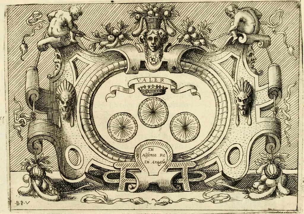 An illustration from Di Battista Pittoni pittore vicentino Imprese di diversi prencipi, dvchi, signori, e d'altri personaggi et hvomini letterati et illvstri : con alcune stanze del Dolce che dichiarano i motti di esse imprese, 1562, leaf 34