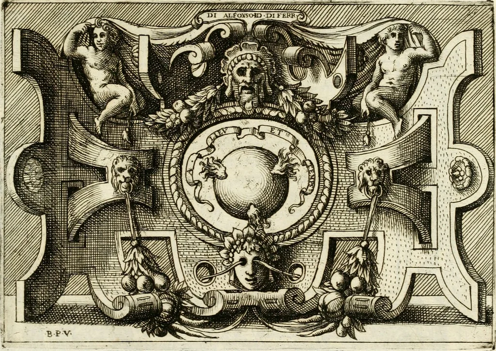 An illustration from Di Battista Pittoni pittore vicentino Imprese di diversi prencipi, dvchi, signori, e d'altri personaggi et hvomini letterati et illvstri : con alcune stanze del Dolce che dichiarano i motti di esse imprese, 1562, leaf 50