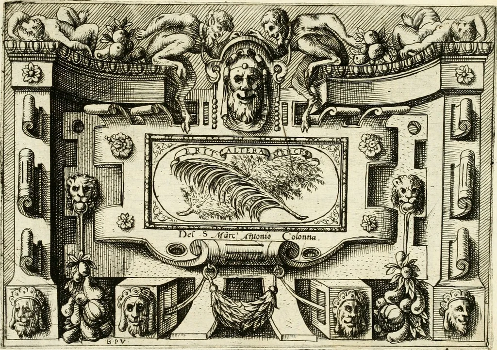 An illustration from Di Battista Pittoni pittore vicentino Imprese di diversi prencipi, dvchi, signori, e d'altri personaggi et hvomini letterati et illvstri : con alcune stanze del Dolce che dichiarano i motti di esse imprese, 1562, leaf 74