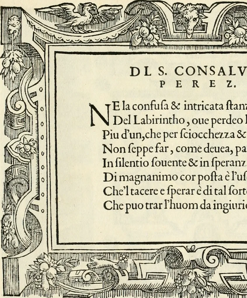 An illustration from Di Battista Pittoni pittore vicentino Imprese di diversi prencipi, dvchi, signori, e d'altri personaggi et hvomini letterati et illvstri : con alcune stanze del Dolce che dichiarano i motti di esse imprese, 1562, leaf 88