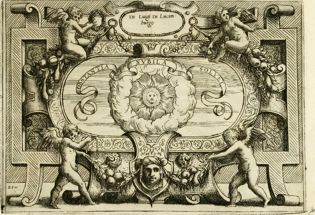 An illustration from Di Battista Pittoni pittore vicentino Imprese di diversi prencipi, dvchi, signori, e d'altri personaggi et hvomini letterati et illvstri : con alcune stanze del Dolce che dichiarano i motti di esse imprese, 1562, leaf 98