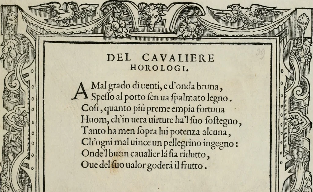 An illustration from Di Battista Pittoni pittore vicentino Imprese di diuersi prencipi, duchi, signori, e d’altri personaggi et huomini letterati et illustri : con alcune stanze del Dolce che dichiarano i motti di esse imprese., 1562, leaf 162