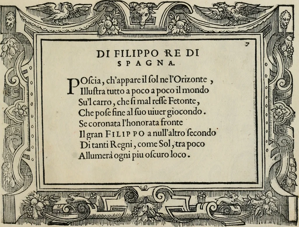 An illustration from Di Battista Pittoni pittore vicentino Imprese di diuersi prencipi, duchi, signori, e d’altri personaggi et huomini letterati et illustri : con alcune stanze del Dolce che dichiarano i motti di esse imprese., 1562, leaf 34
