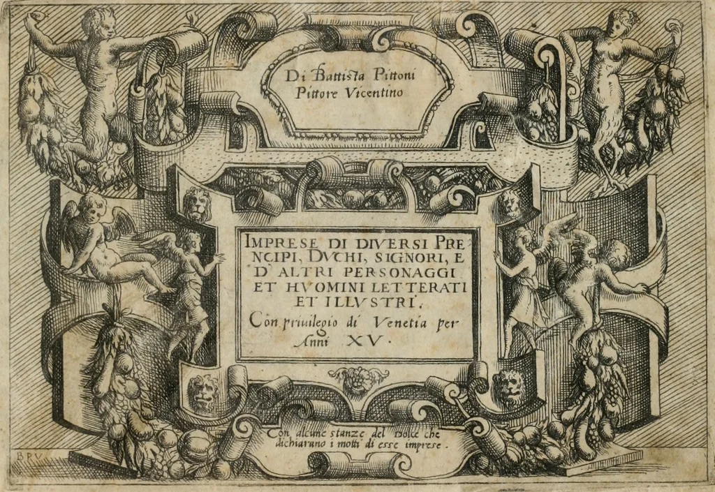 An illustration from Di Battista Pittoni pittore vicentino Imprese di diuersi prencipi, duchi, signori, e d’altri personaggi et huomini letterati et illustri : con alcune stanze del Dolce che dichiarano i motti di esse imprese., 1562, leaf 4