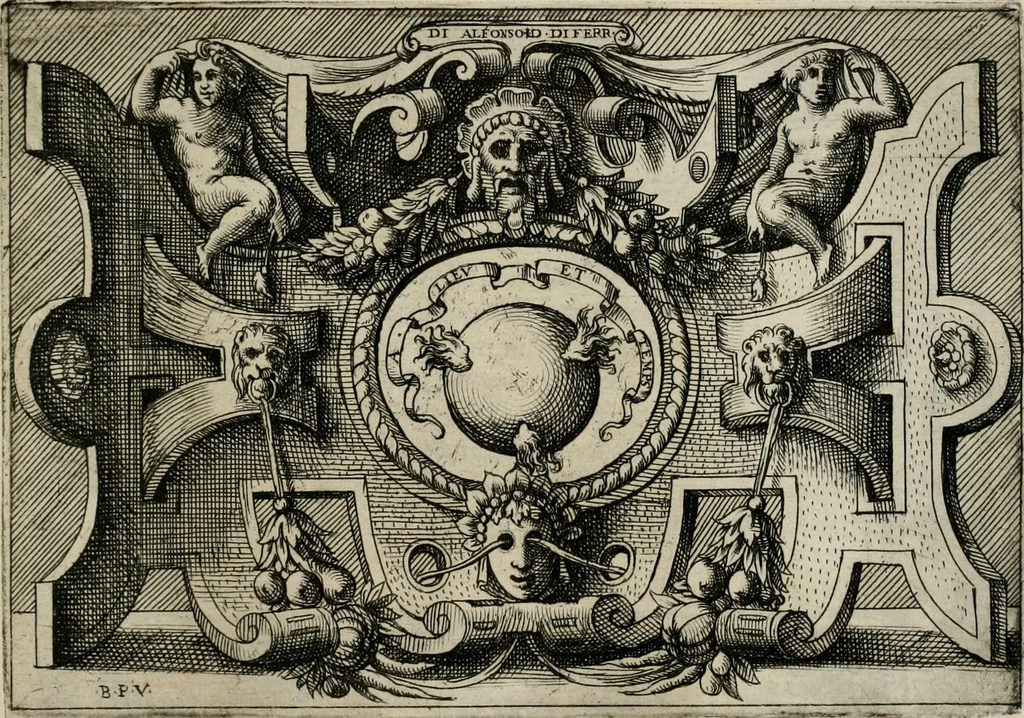 An illustration from Di Battista Pittoni pittore vicentino Imprese di diuersi prencipi, duchi, signori, e d’altri personaggi et huomini letterati et illustri : con alcune stanze del Dolce che dichiarano i motti di esse imprese., 1562, leaf 52