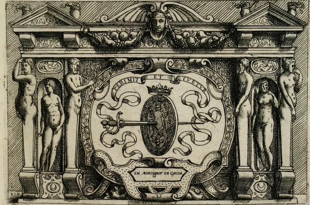 An illustration from Di Battista Pittoni pittore vicentino Imprese di diuersi prencipi, duchi, signori, e d’altri personaggi et huomini letterati et illustri : con alcune stanze del Dolce che dichiarano i motti di esse imprese., 1562, leaf 60