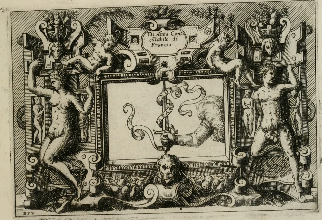 An illustration from Di Battista Pittoni pittore vicentino Imprese di diuersi prencipi, duchi, signori, e d’altri personaggi et huomini letterati et illustri : con alcune stanze del Dolce che dichiarano i motti di esse imprese., 1562, leaf 64