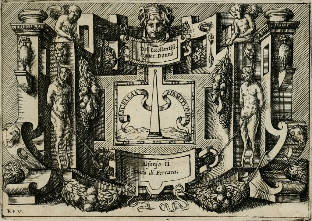 An illustration from Di Battista Pittoni pittore vicentino Imprese di diuersi prencipi, duchi, signori, e d’altri personaggi et huomini letterati et illustri : con alcune stanze del Dolce che dichiarano i motti di esse imprese., 1562, leaf 8