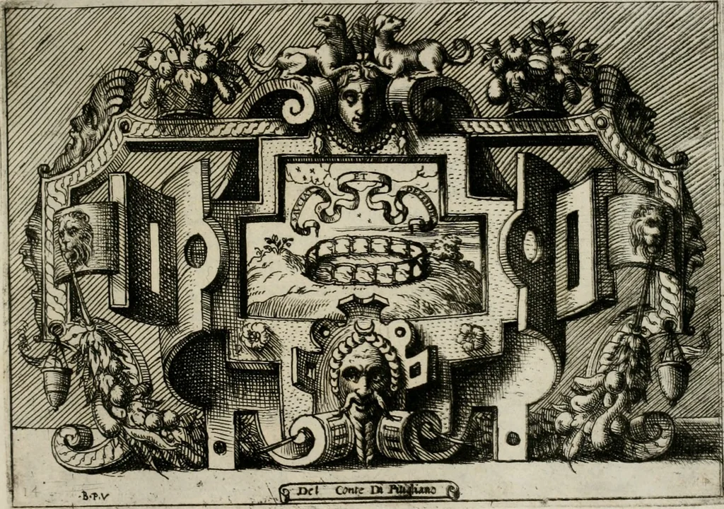 An illustration from Di Battista Pittoni pittore vicentino Imprese di diuersi prencipi, duchi, signori, e d’altri personaggi et huomini letterati et illustri : con alcune stanze del Dolce che dichiarano i motti di esse imprese., 1562, leaf 80