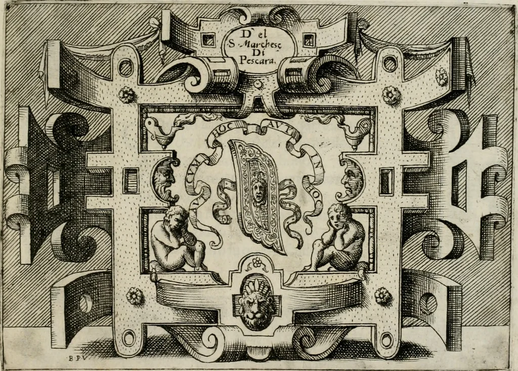 An illustration from Di Battista Pittoni pittore vicentino Imprese di diuersi prencipi, duchi, signori, e d’altri personaggi et huomini letterati et illustri : con alcune stanze del Dolce che dichiarano i motti di esse imprese., 1562, leaf 92