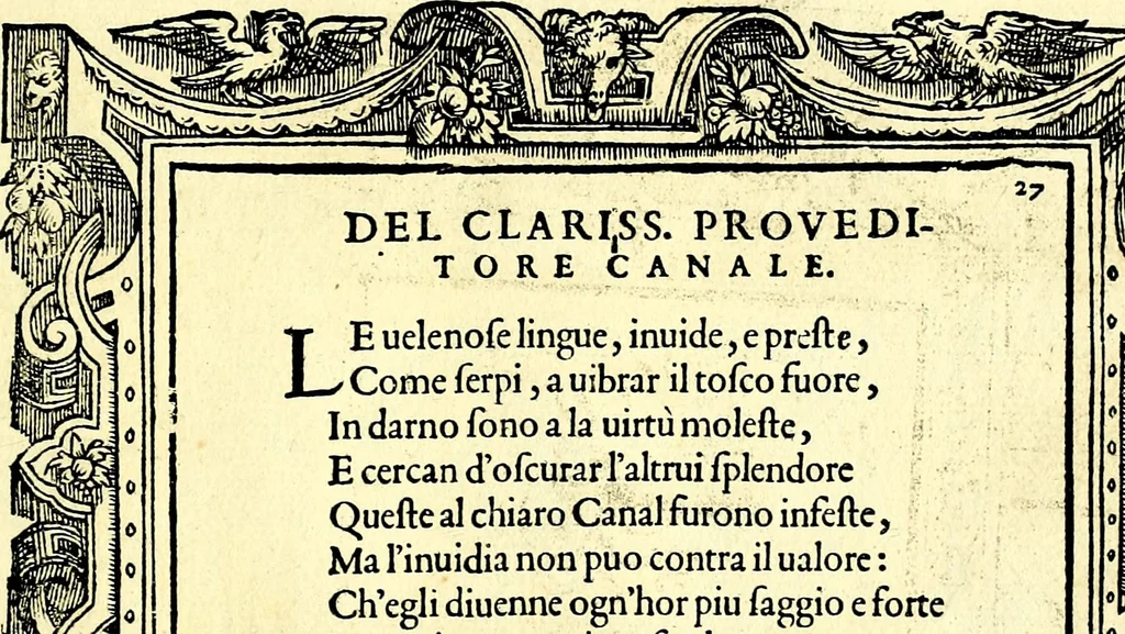 An illustration from Di Battista Pittoni pittore vicentino ano. M.D.LXVIII Impresse di diversi prencipi, dvchi, signori, e d'altri personaggi et hvomini letterati et illvstri. Con priuillegio di Venetia per anni XV. Con alcune stanze del Dolce che dichiarano i motti di esse imprese, 1562, leaf 110