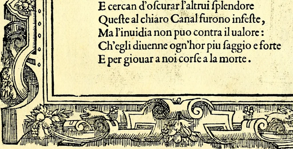 An illustration from Di Battista Pittoni pittore vicentino ano. M.D.LXVIII Impresse di diversi prencipi, dvchi, signori, e d'altri personaggi et hvomini letterati et illvstri. Con priuillegio di Venetia per anni XV. Con alcune stanze del Dolce che dichiarano i motti di esse imprese, 1562, leaf 110