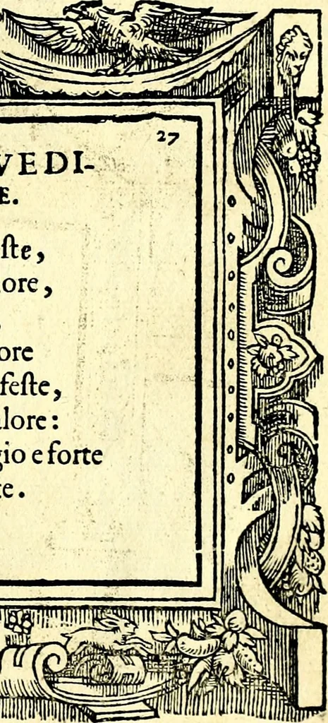 An illustration from Di Battista Pittoni pittore vicentino ano. M.D.LXVIII Impresse di diversi prencipi, dvchi, signori, e d'altri personaggi et hvomini letterati et illvstri. Con priuillegio di Venetia per anni XV. Con alcune stanze del Dolce che dichiarano i motti di esse imprese, 1562, leaf 110