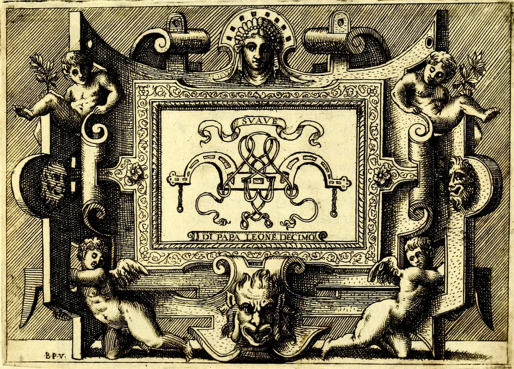 An illustration from Di Battista Pittoni pittore vicentino ano. M.D.LXVIII Impresse di diversi prencipi, dvchi, signori, e d'altri personaggi et hvomini letterati et illvstri. Con priuillegio di Venetia per anni XV. Con alcune stanze del Dolce che dichiarano i motti di esse imprese, 1562, leaf 12